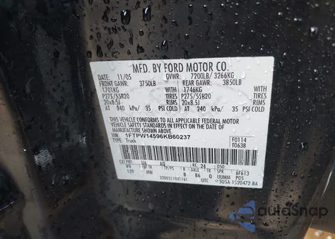 2006 Ford F-150 Fx4/Lariat/Xlt from USA, damaged, VIN 1FTPW14596KB60237